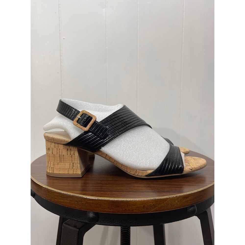 Charles By Charles David Cannon Womens Sandals 10 Black Block Heel Almond Toe‎